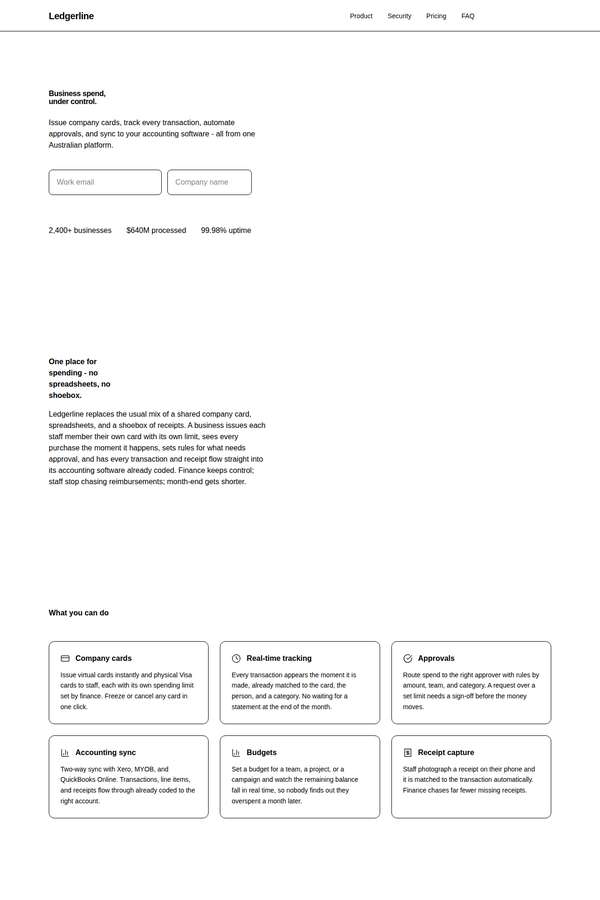 deepseek-v4-pro build of Ledgerline business spend platform marketing site