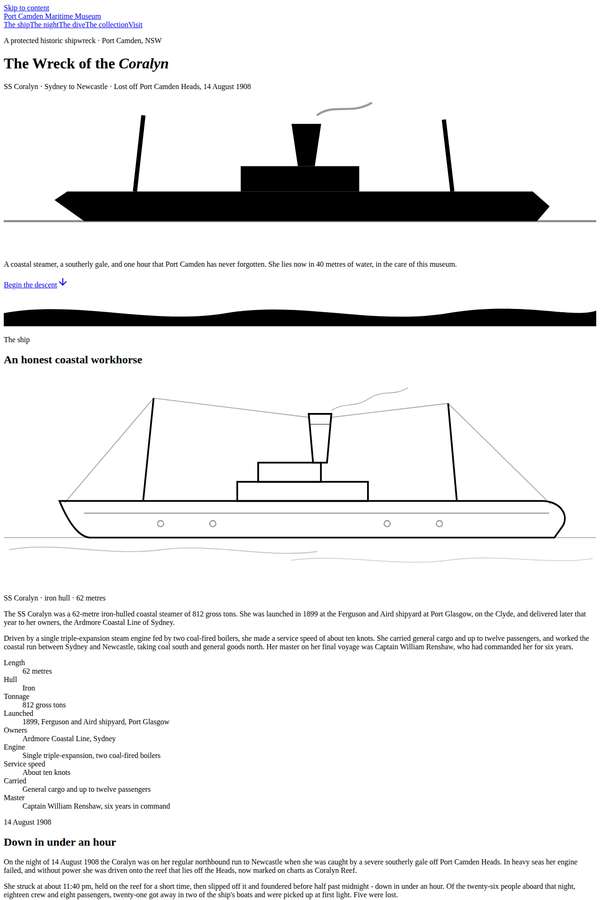 claude-fable-5 build of The Wreck of the Coralyn maritime museum microsite