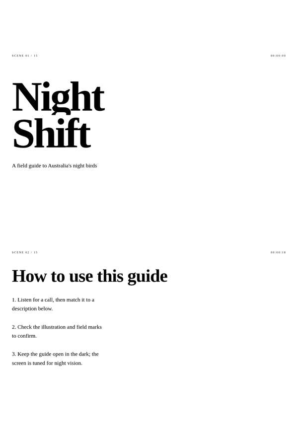 deepseek-v4-pro build of Night Shift nocturnal bird field guide