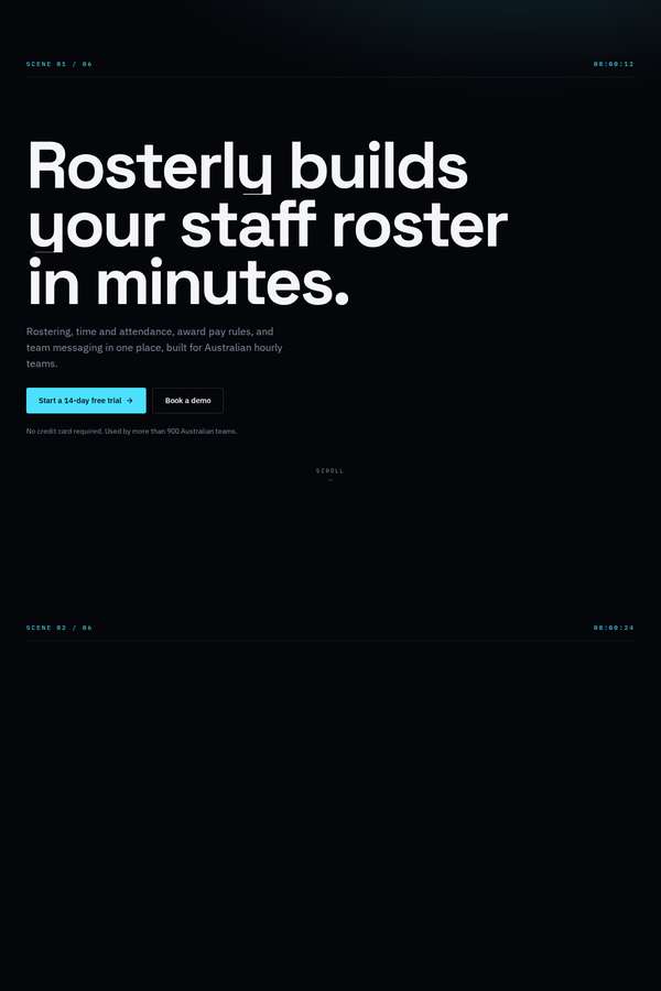 deepseek-v4-pro build of Rosterly workforce shift-scheduling SaaS marketing site