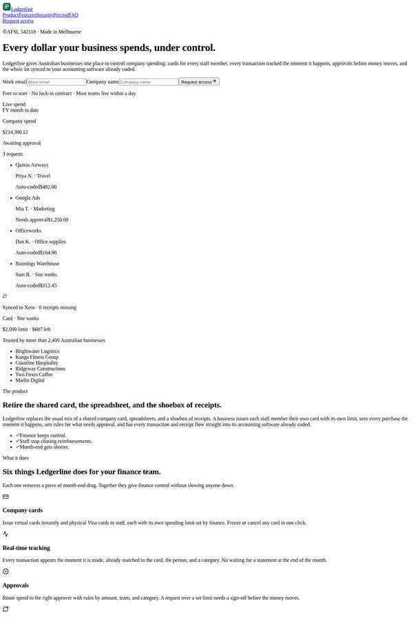 claude-fable-5 build of Ledgerline business spend platform marketing site