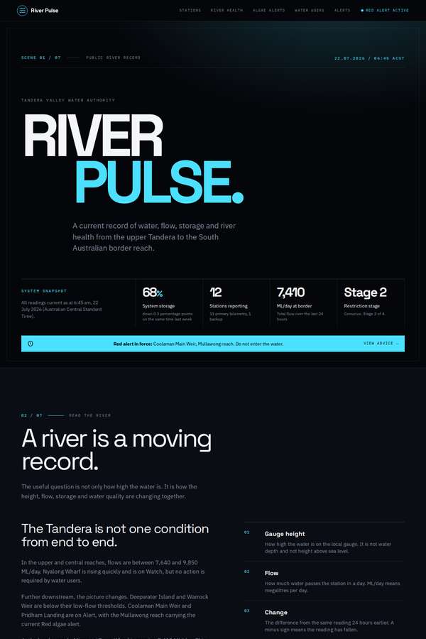gpt-5.6-luna build of River Pulse public water observatory