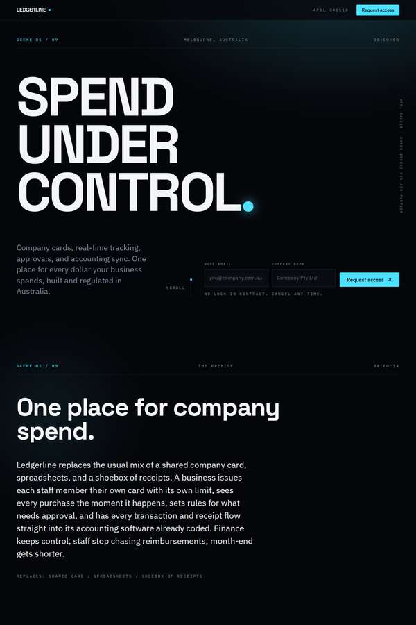 kimi-k3 build of Ledgerline business spend platform marketing site