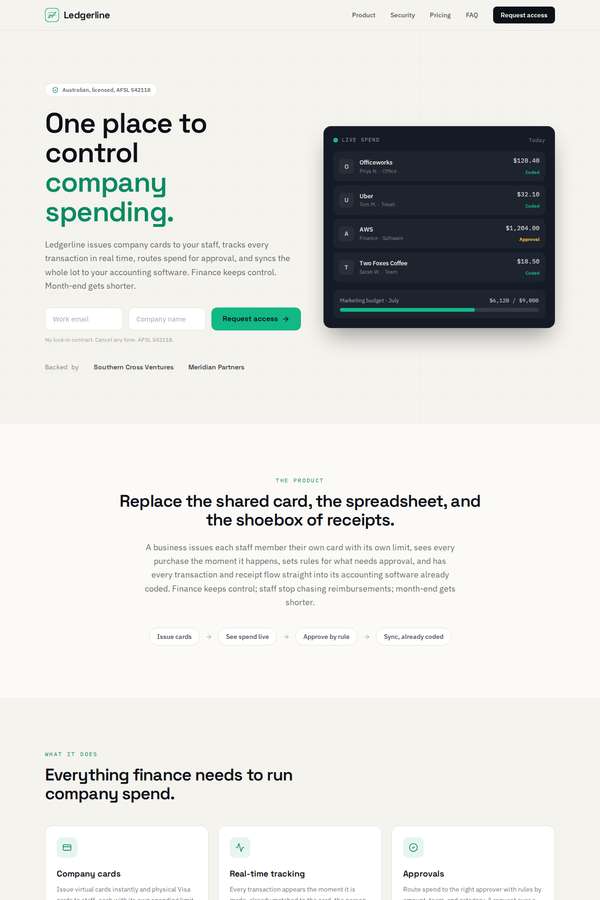Opus 4.8 build of Ledgerline business spend platform marketing site