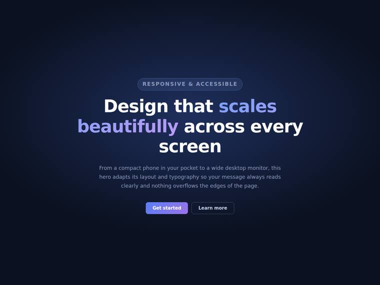 claude-sonnet-4-6 rendering of the Headline type scale that steps up at the tablet and desktop breakpoints benchmark - composite 100.0%