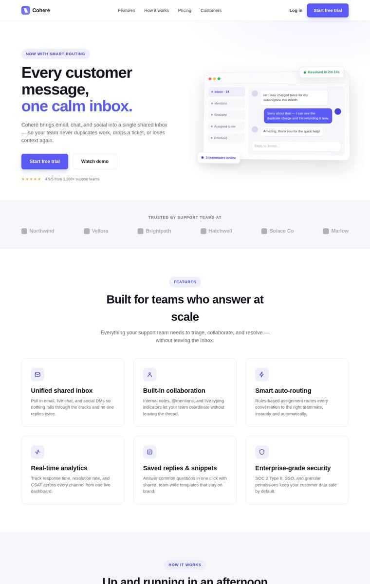 claude-sonnet-5 rendering of the Marketing landing page benchmark - composite 81.3%, judge 4.3/5