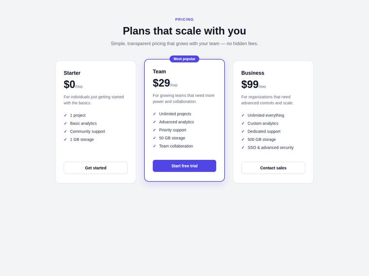 claude-sonnet-5 rendering of the Reproduce a three-tier SaaS pricing page from its screenshot benchmark - composite 0.0%