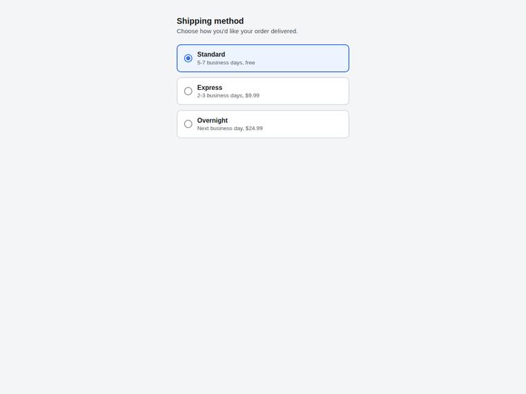 claude-sonnet-5 UI components output - Keyboard-operable ARIA radiogroup with roving tabindex