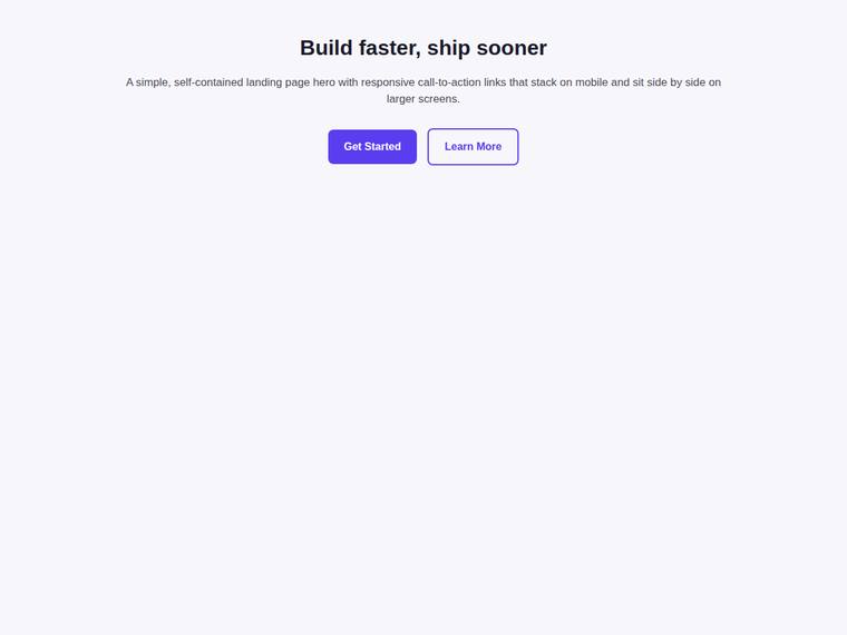 claude-sonnet-5 Websites output - CTA buttons that stack full-width on mobile and sit in a row on desktop